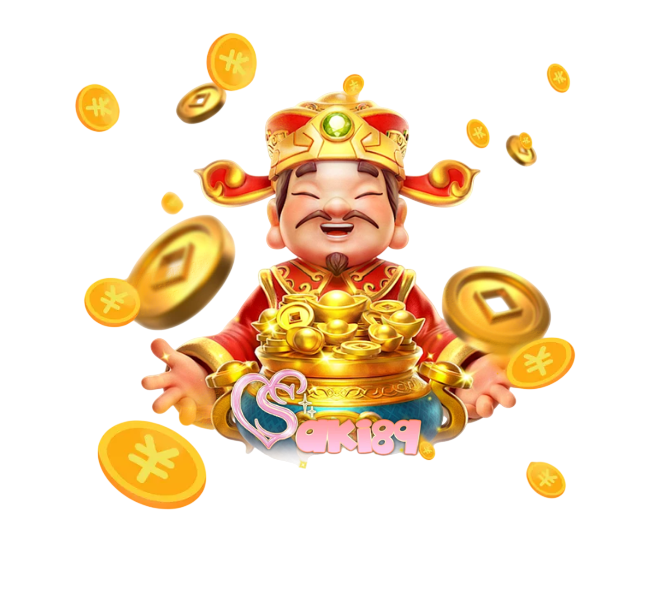 SAKI89 เทพเจ้าแห่งโชคลาภโปรยเหรียญทอง เกมสล็อตแตกง่าย แจกโบนัสหนัก กราฟิกสีทองสายมู